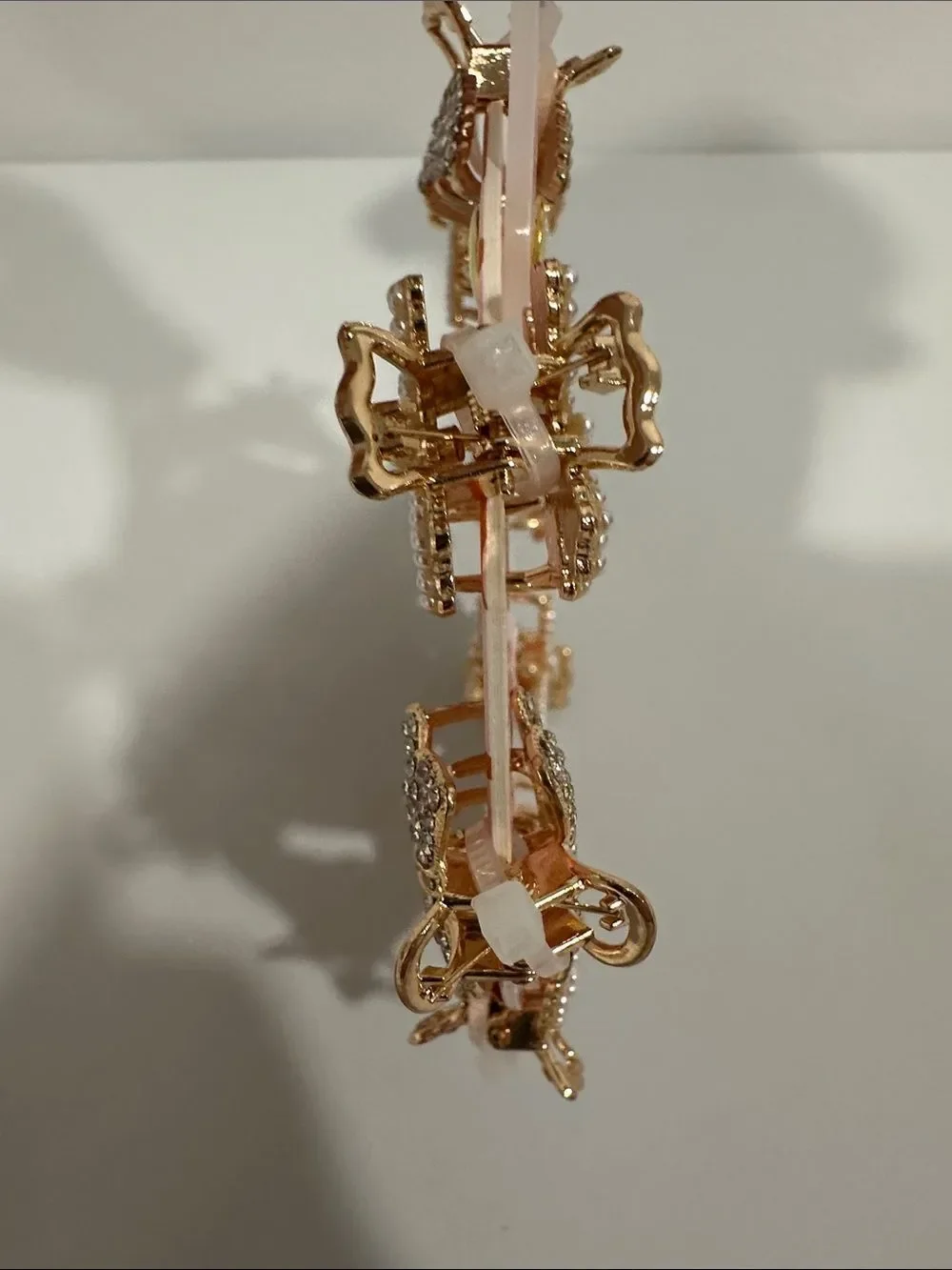 piper • k Gold Tone Metal Jeweled Dome Bow Tie mini hair clips 8pc